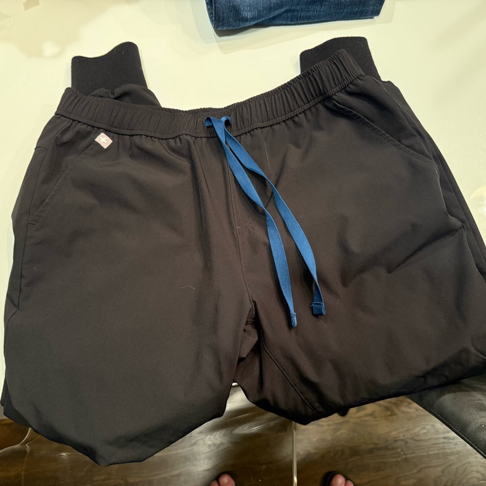 Black figs Jogger Scrubs with Blue Drawstring